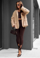 Marynarka z kołnierzykiem Cozy Elegance czekoladowa