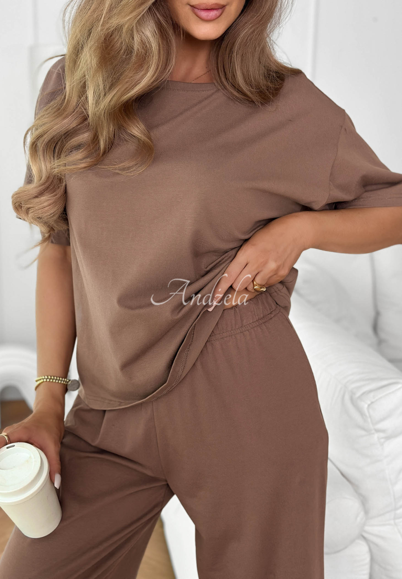 Summer Wind Chocolate-Colored Cotton Jogger Pants