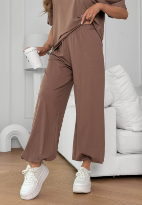 Summer Wind Chocolate-Colored Cotton Jogger Pants