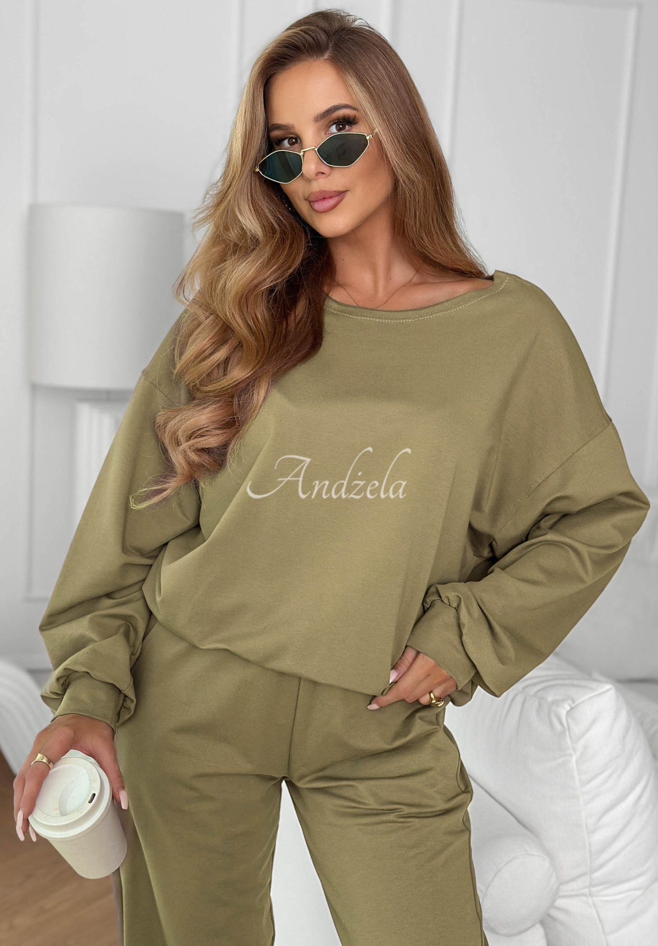 Bawełniany komplet bluza i spodnie Summer Energy khaki
