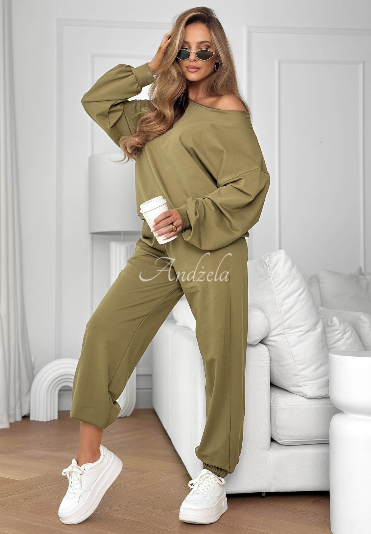 Bawełniany komplet bluza i spodnie Summer Energy khaki