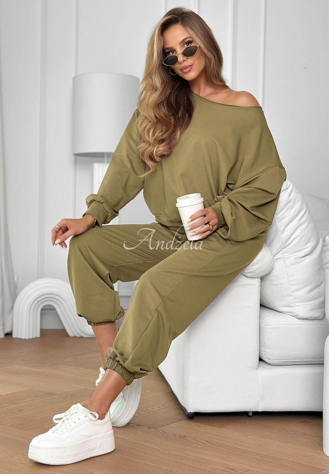 Bawełniany komplet bluza i spodnie Summer Energy khaki