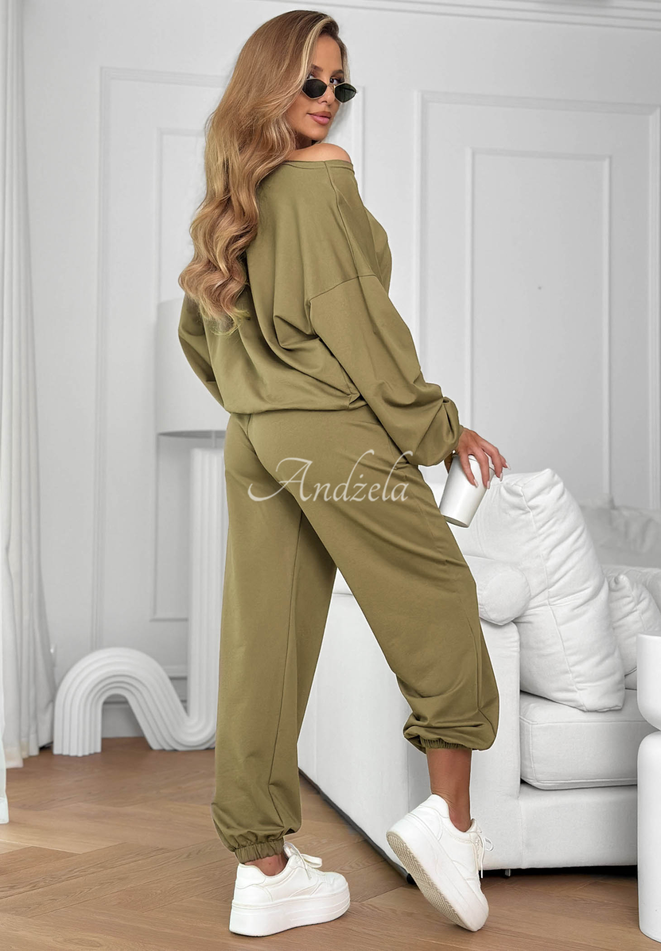 Bawełniany komplet bluza i spodnie Summer Energy khaki