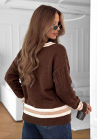 Sweter z ozdobnym splotem Velvet Touch beżowy