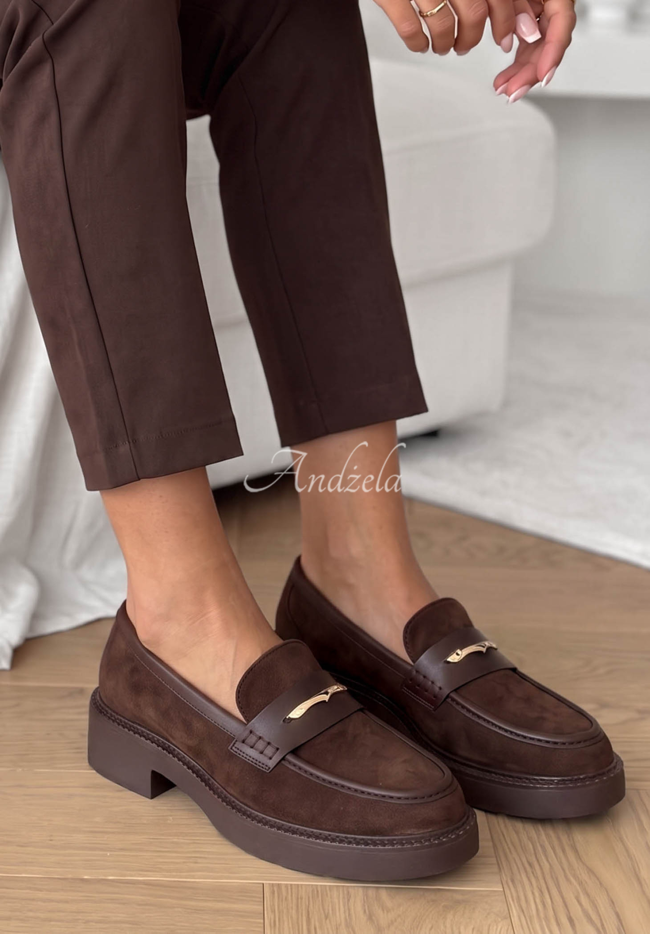 Hazel Step Chocolate Suede Moccasins