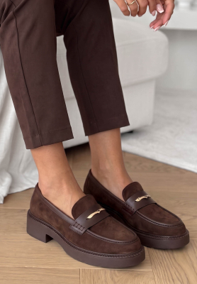 Hazel Step Chocolate Suede Moccasins