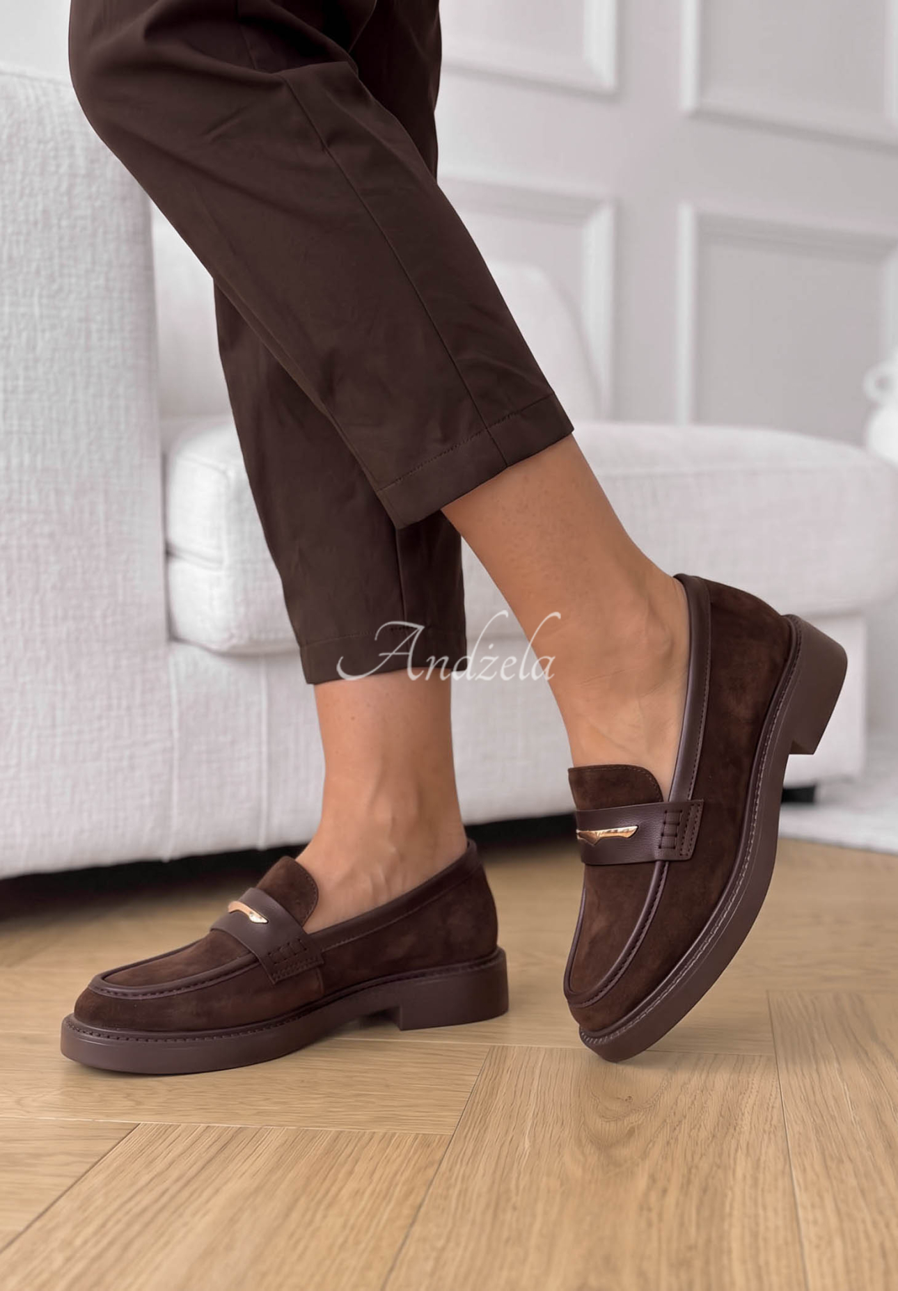 Hazel Step Chocolate Suede Moccasins