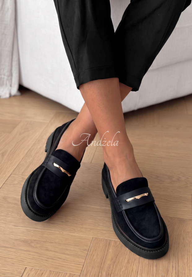 Zamszowe mokasyny Hazel Step czarne