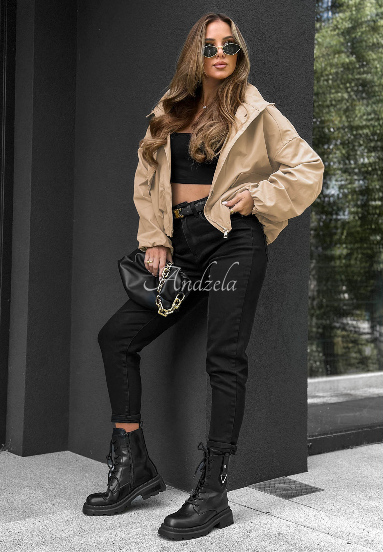 Street Chic Short Beige Hooded Bomber Jacket