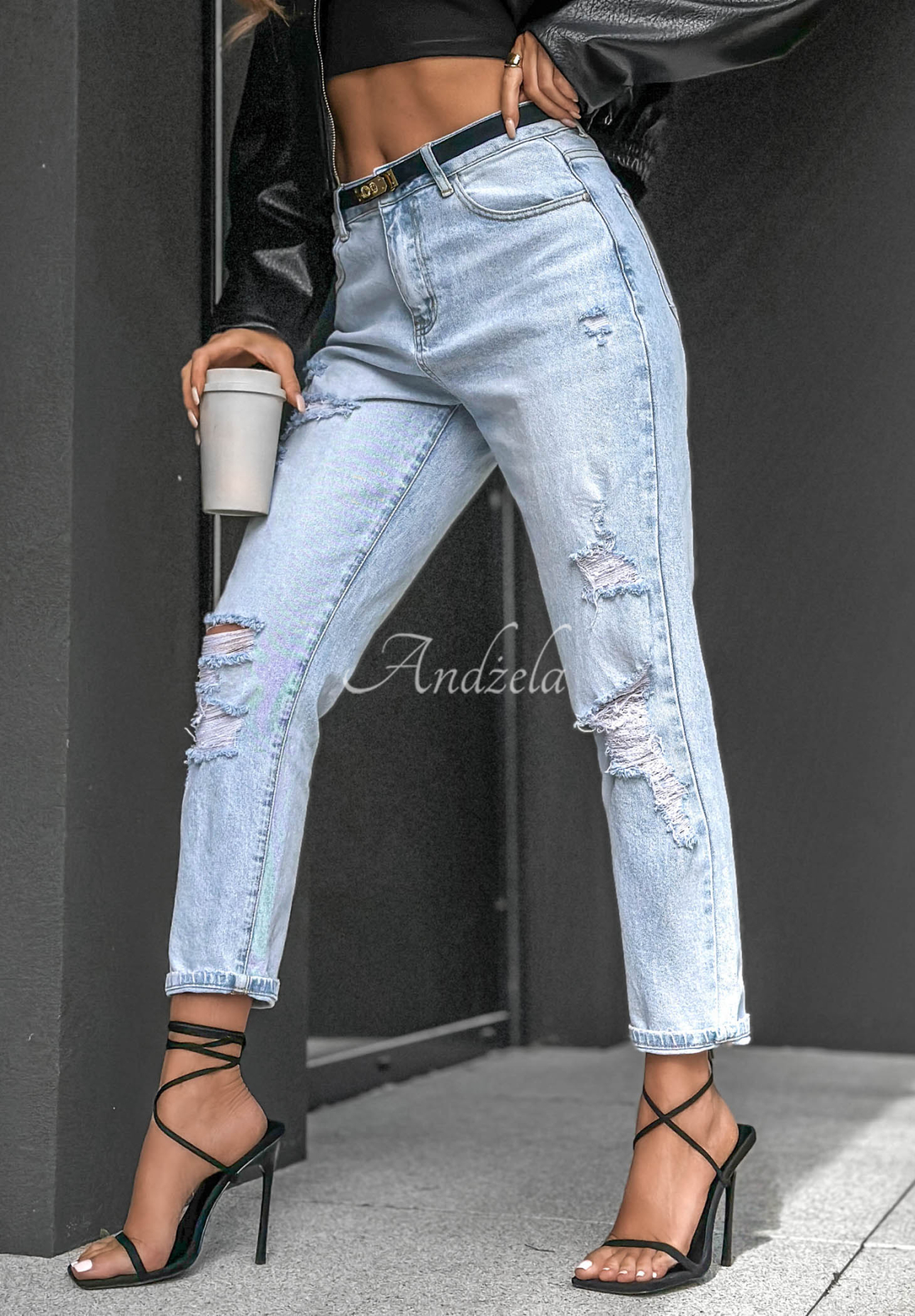 Sun Chaser Light Blue Mom-Fit Jeans with Distressed Details