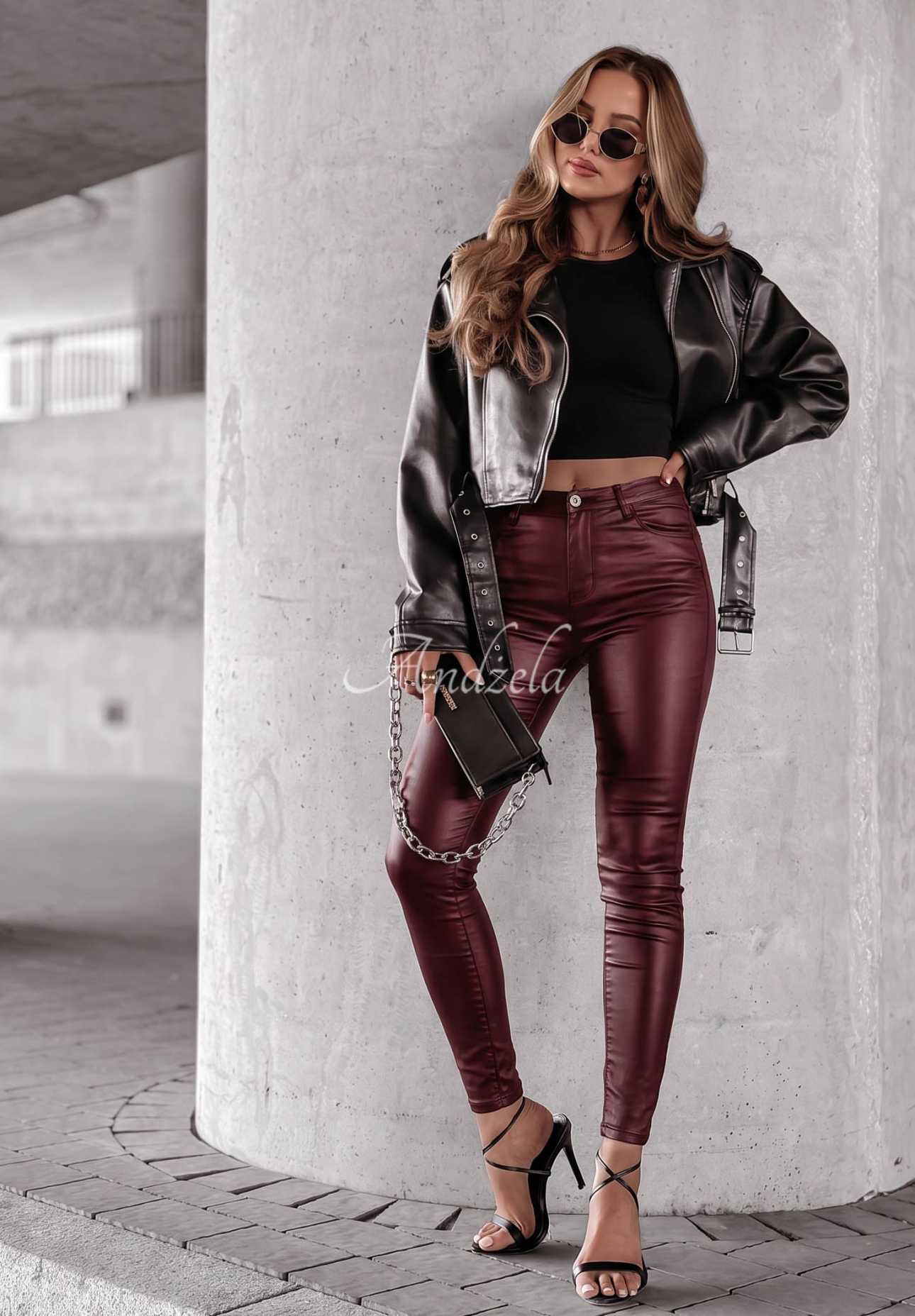 Rebel burgundy waxed pants
