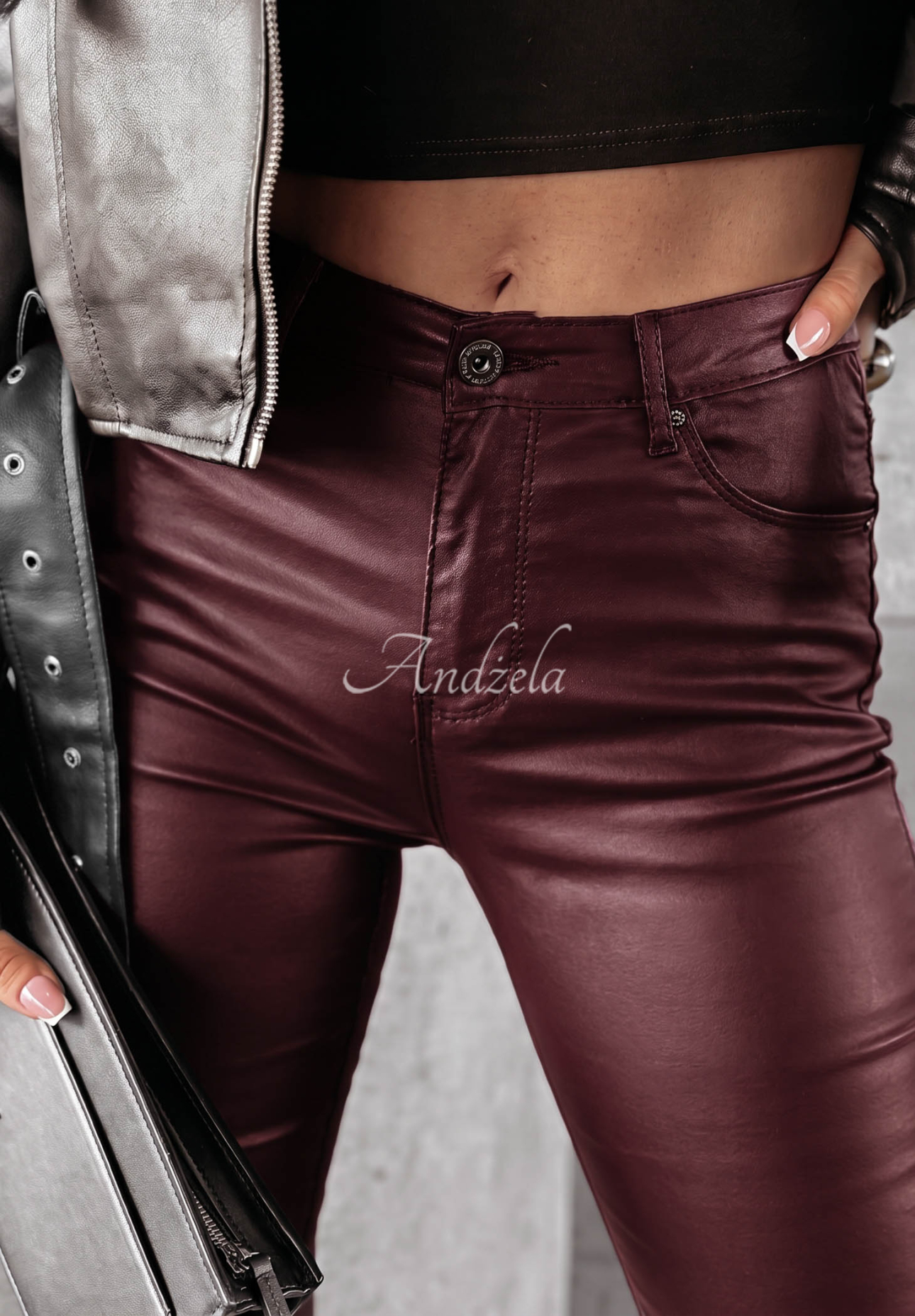 Spodnie woskowane Rebel burgundowe