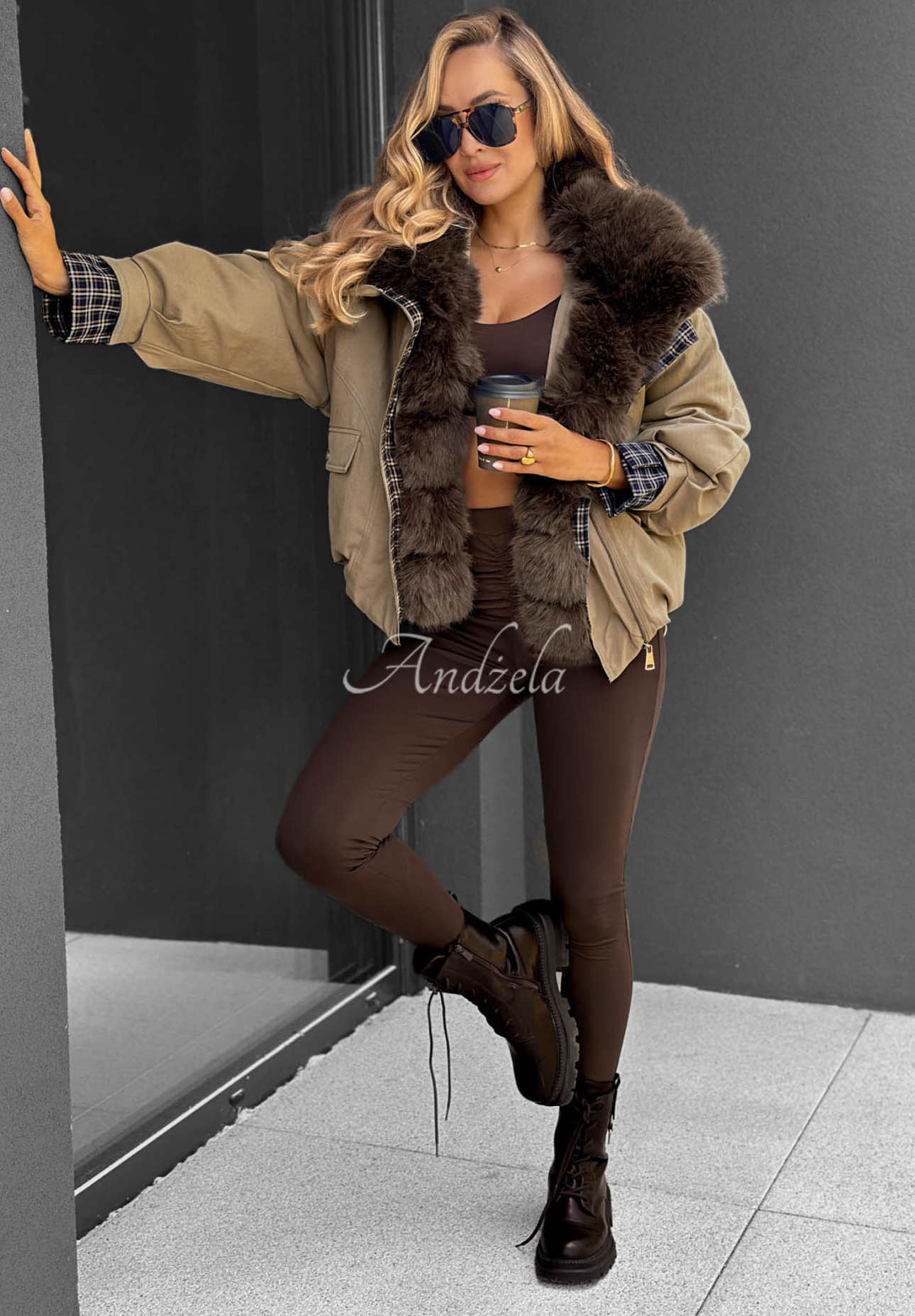 Amber Charm Short Beige Fur-Lined Jacket