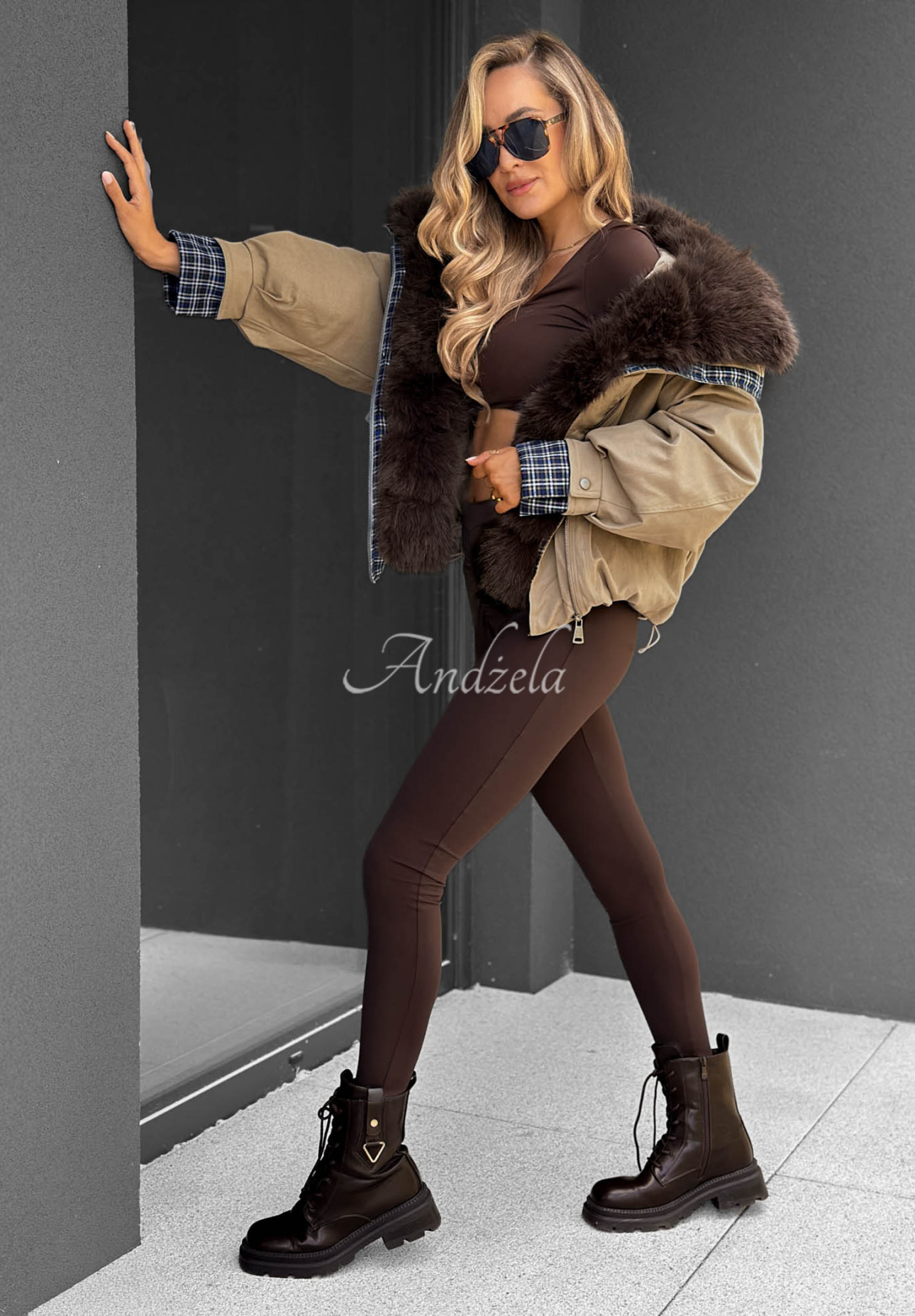 Amber Charm Short Beige Fur-Lined Jacket