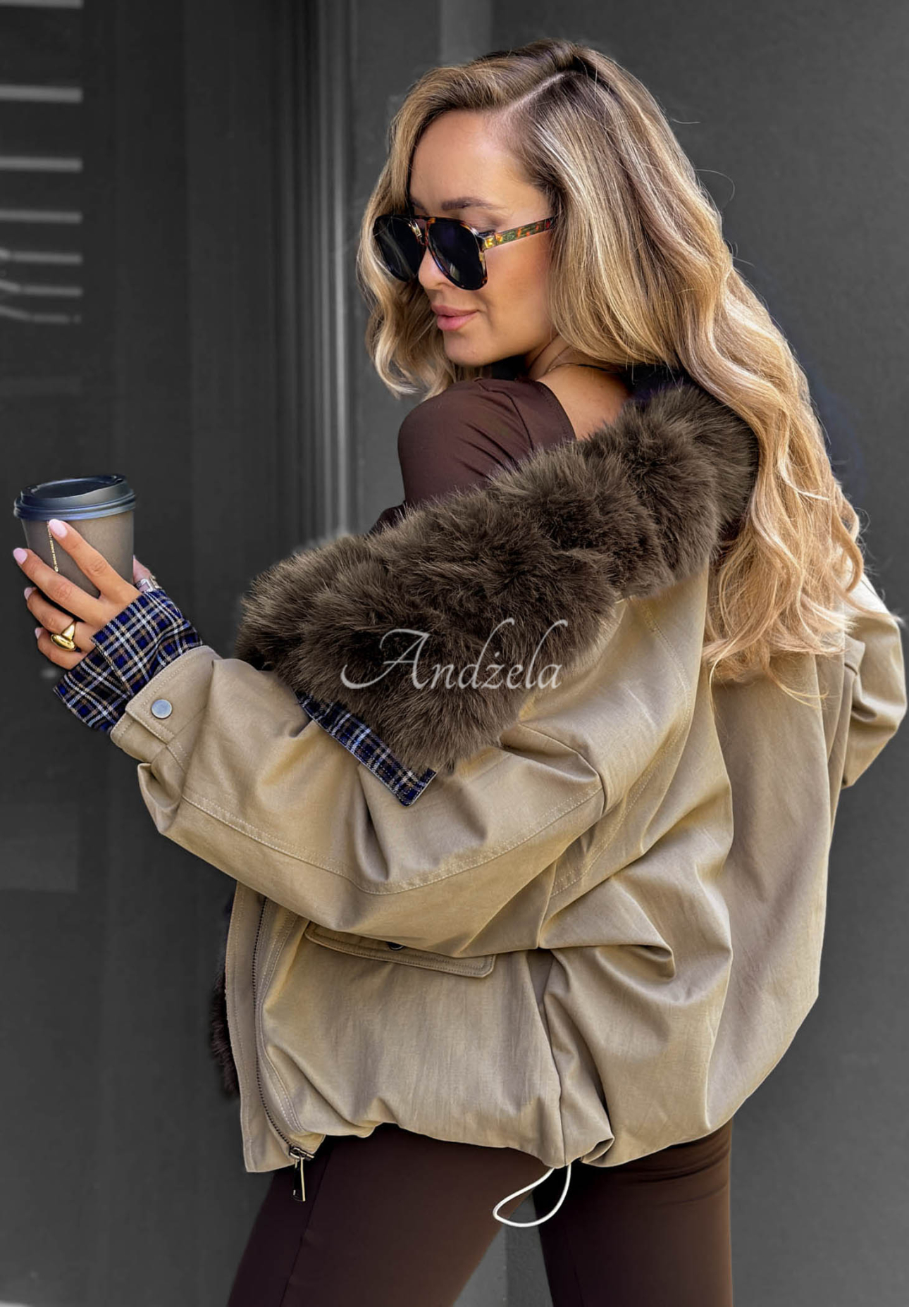 Amber Charm Short Beige Fur-Lined Jacket