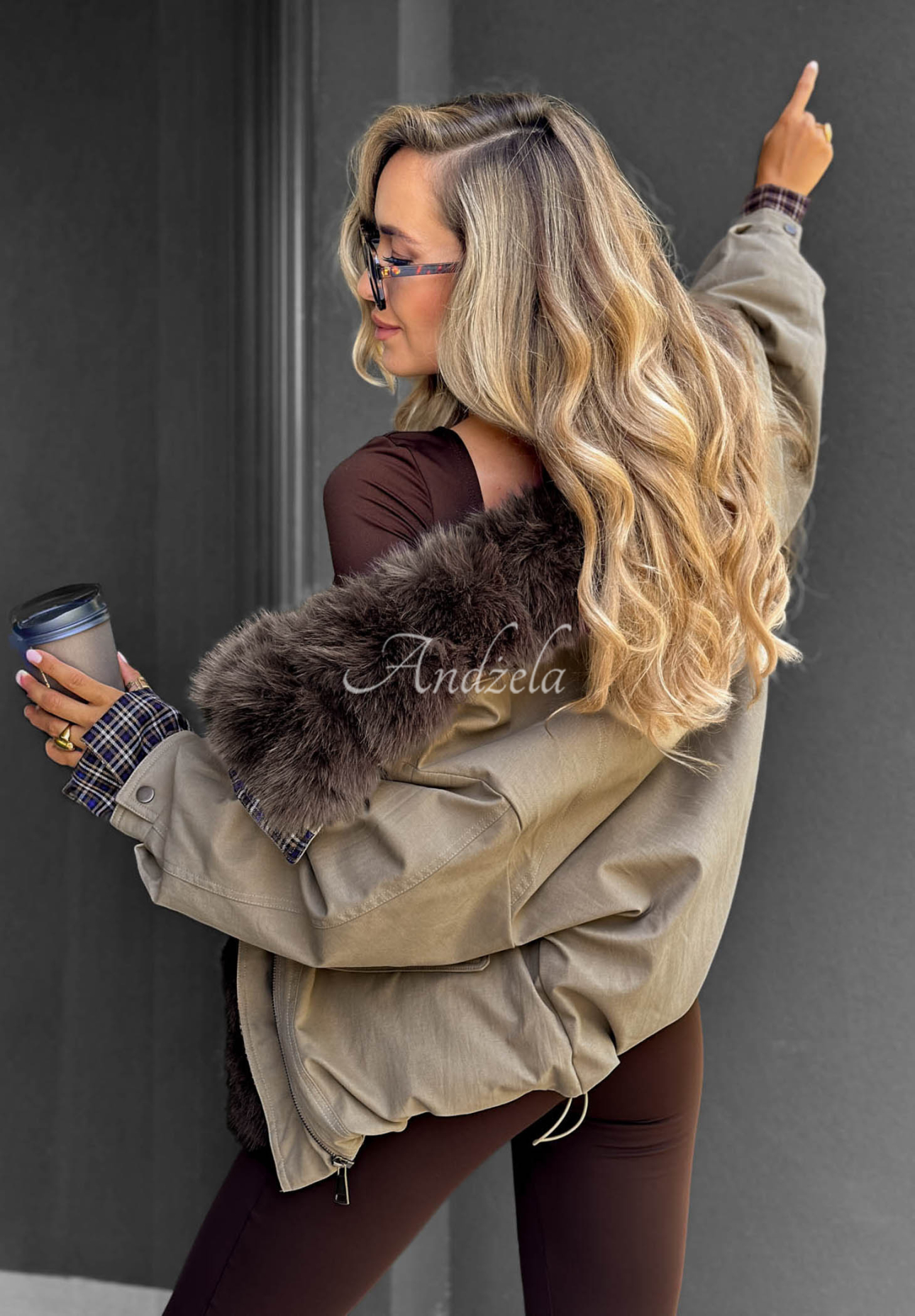 Amber Charm Short Beige Fur-Lined Jacket