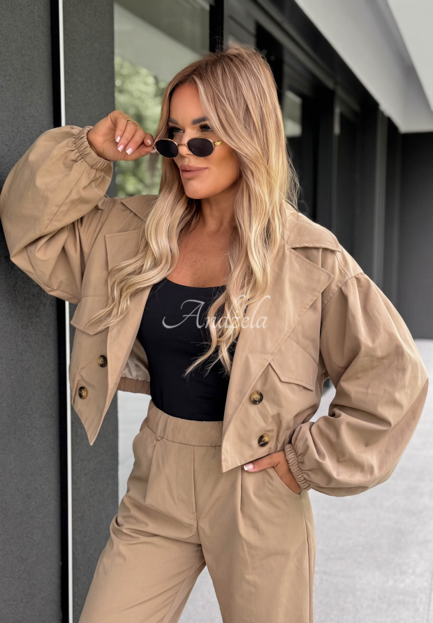 Esme short coat with collar, beige