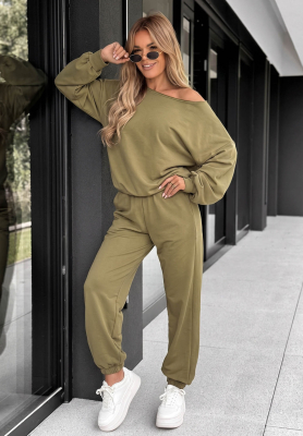 Summer Energy khaki cotton sweatshirt and pants set