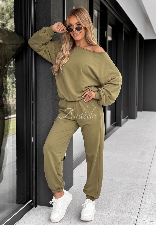 Summer Energy khaki cotton sweatshirt and pants set