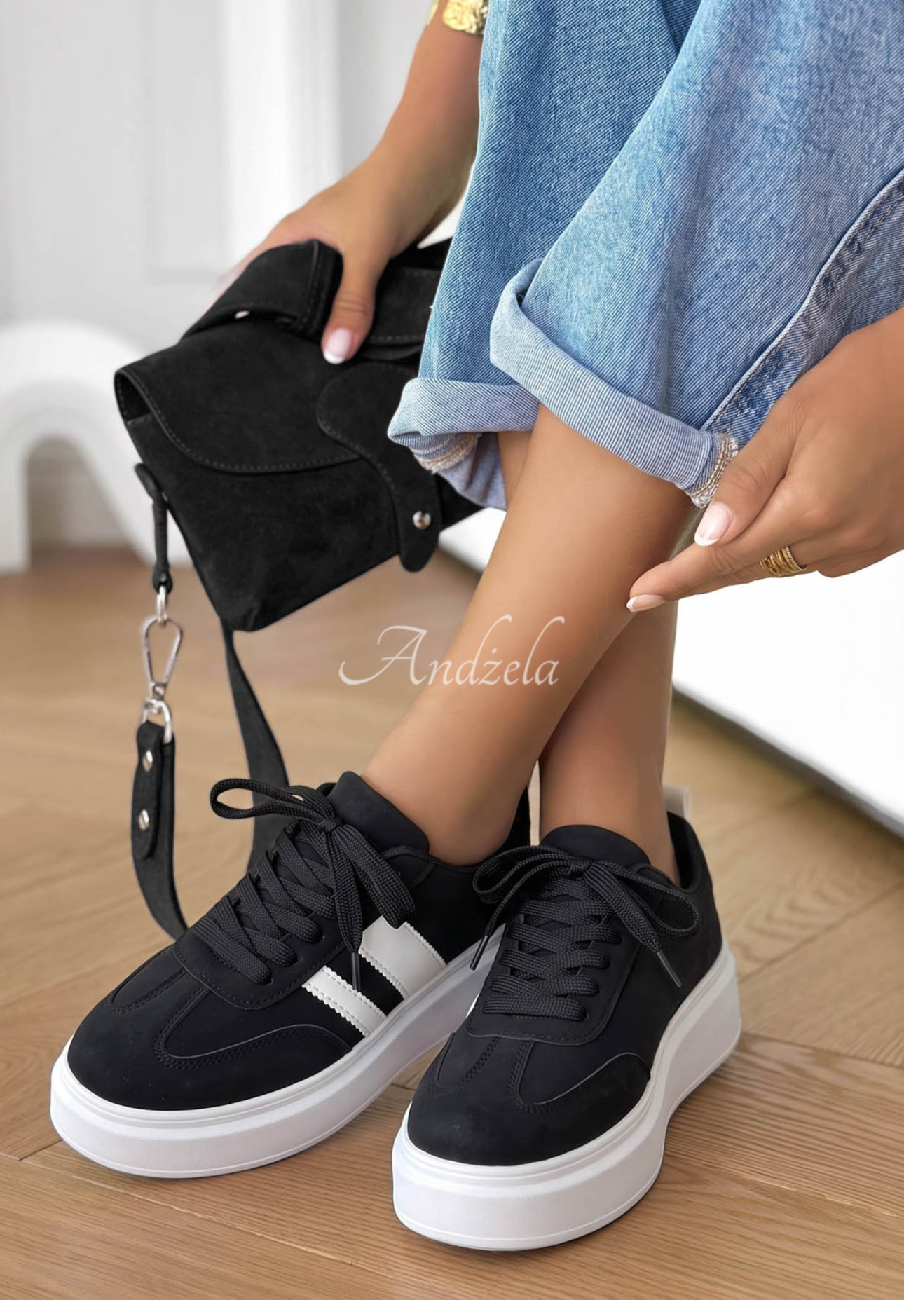 Zamszowe adidasy Start With Forever czarne
