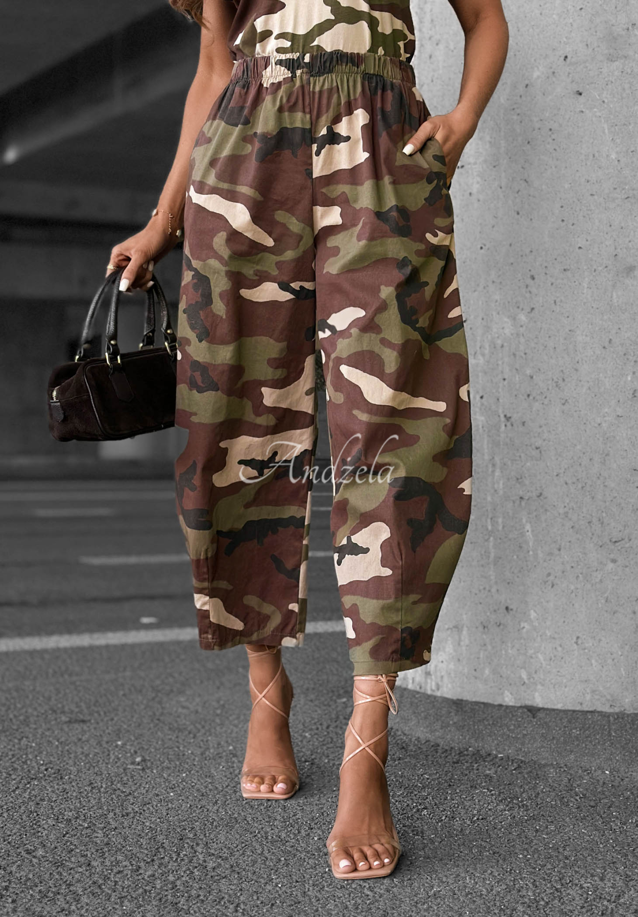 Hidden Path khaki camouflage cotton balloon pants