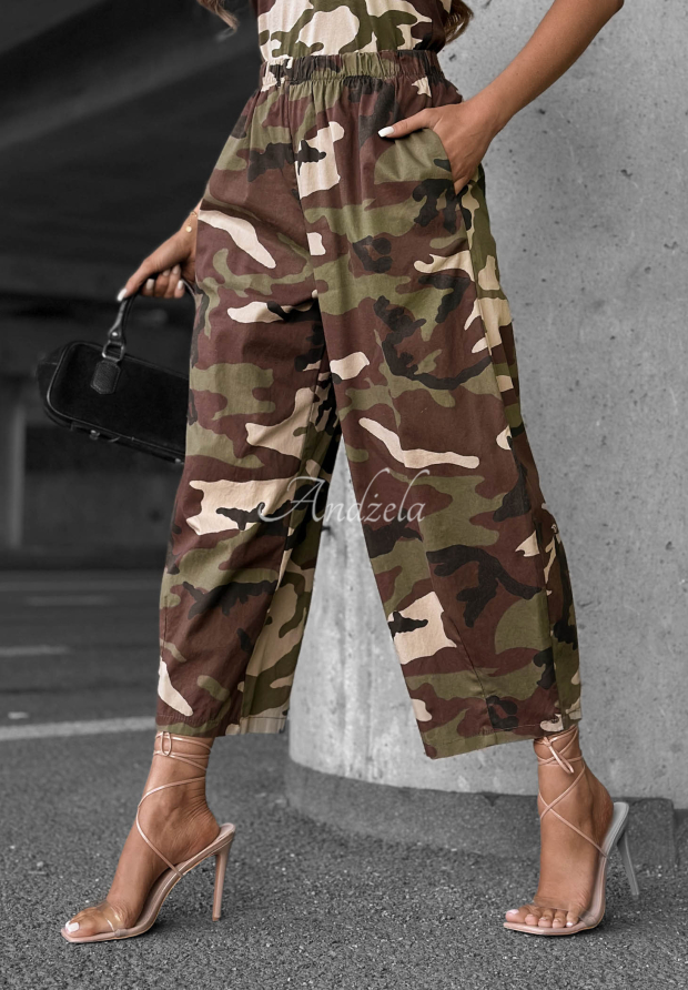 Hidden Path khaki camouflage cotton balloon pants