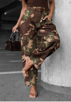 Materiałowe spodnie balloon moro Camo Charm khaki