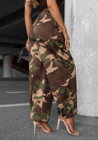 Materiałowe spodnie balloon moro Camo Charm khaki