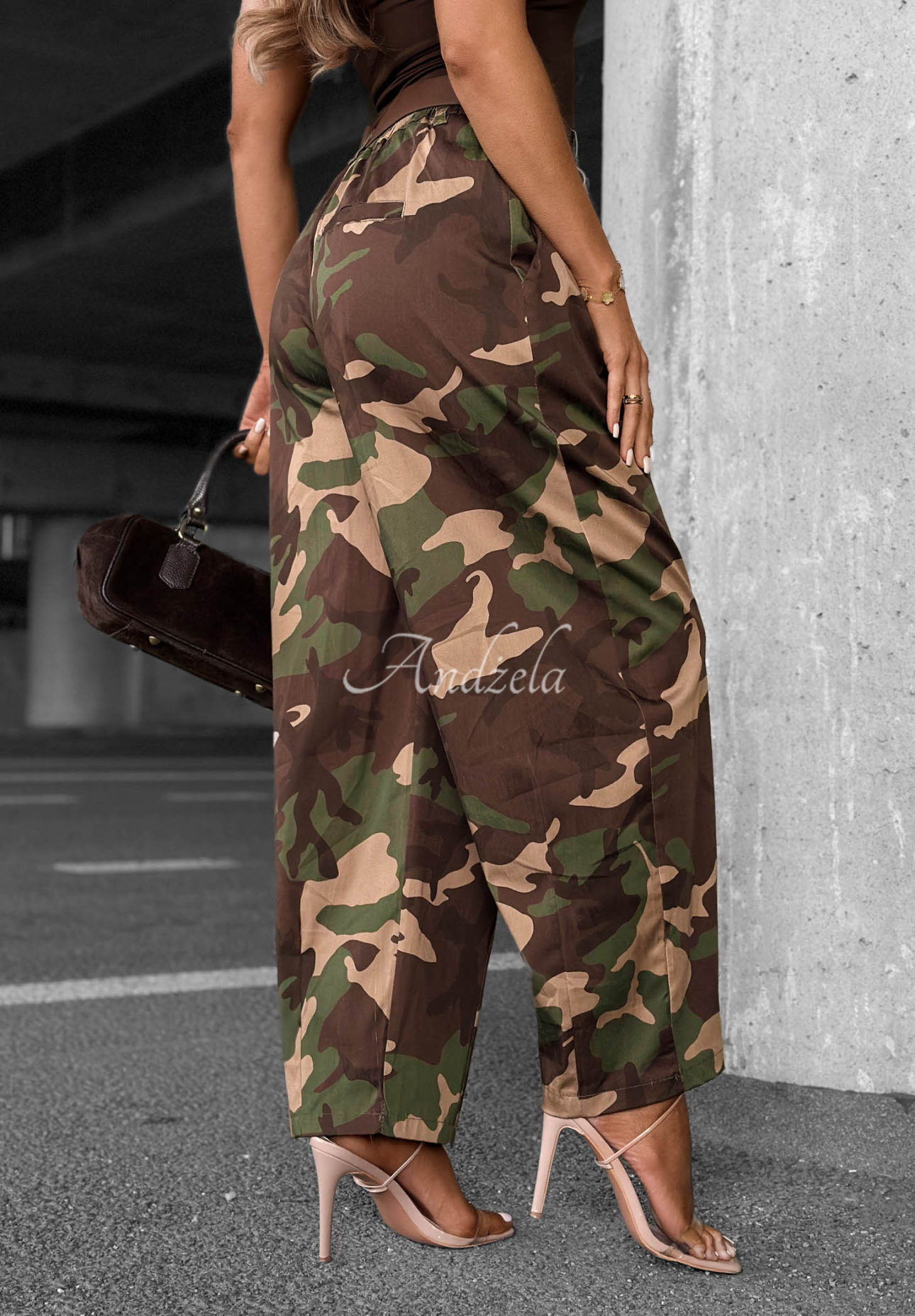 Camo Charm khaki lyocell balloon pants