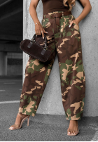 Materiałowe spodnie balloon moro Camo Charm khaki