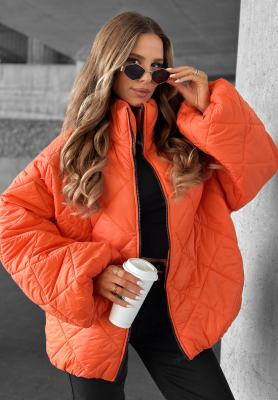 Kr&oacute;tka pikowana kurtka oversize Fall Favorites pomarańczowa