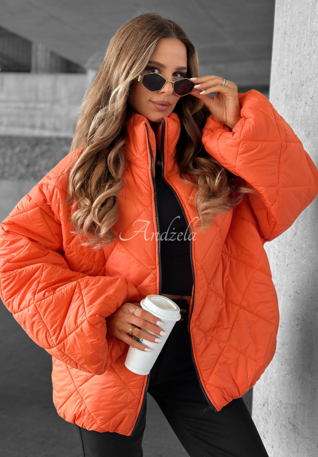 Kr&oacute;tka pikowana kurtka oversize Fall Favorites pomarańczowa