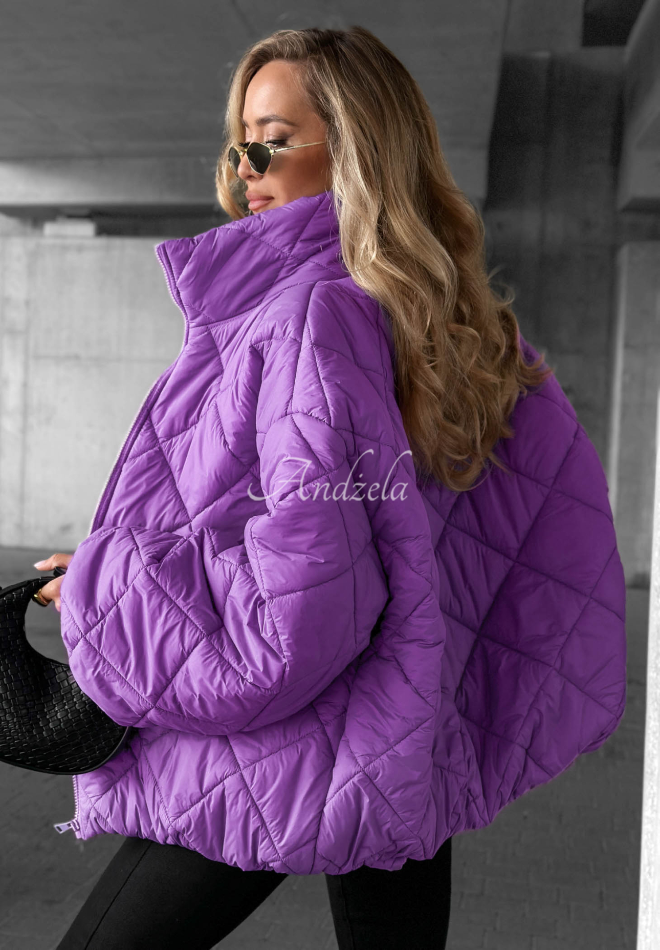 Fall Favorites Short, Oversized Quilted Jacket in Purple