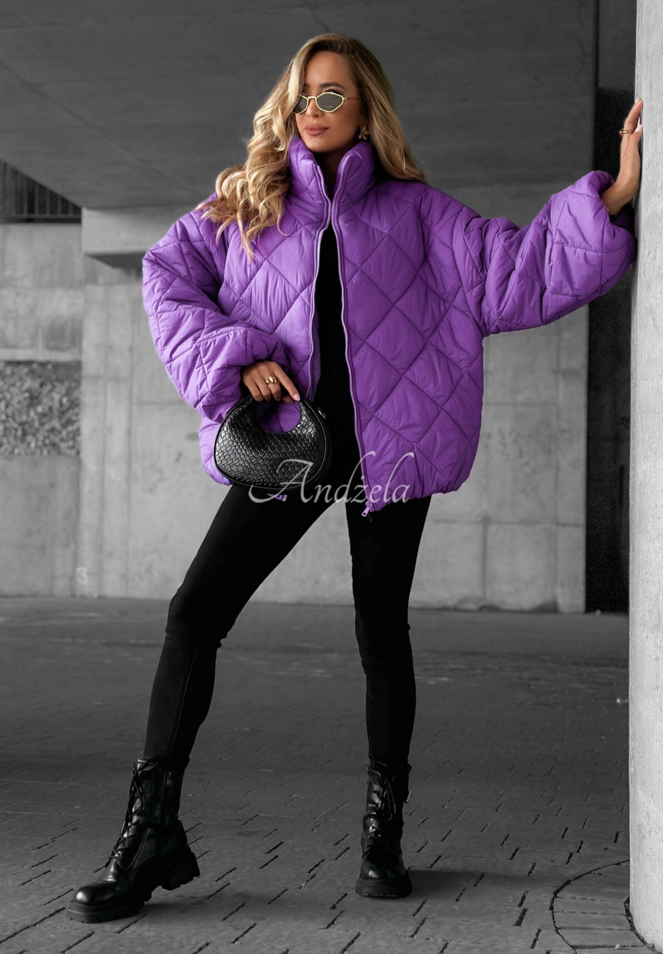 Fall Favorites Short, Oversized Quilted Jacket in Purple