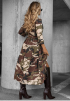 Koszulowa sukienka z paskiem moro Daily Mission khaki