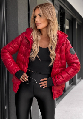Wait For Me Red Quilted Hooded Jacket