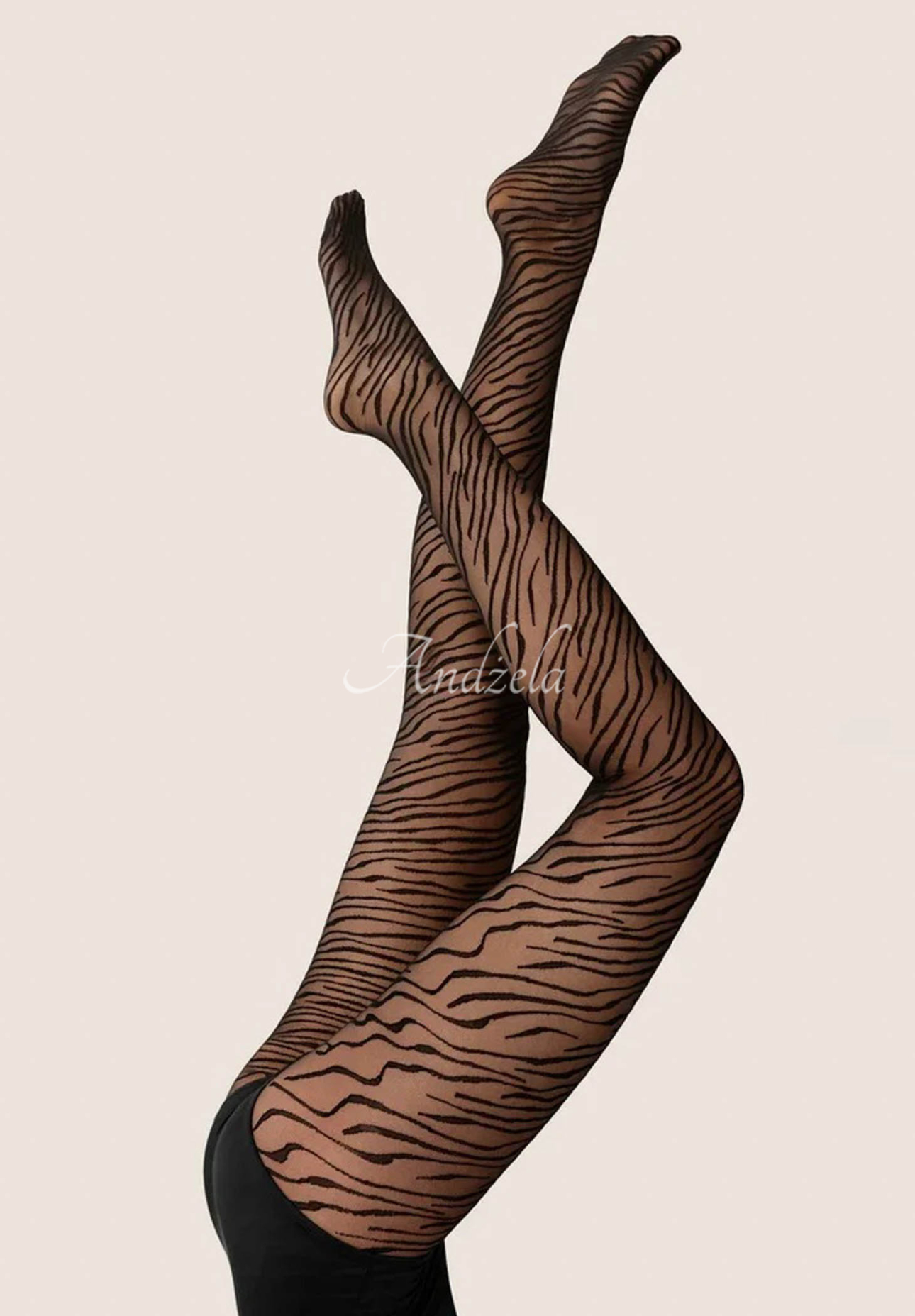 Savana 20 den black zebra-print tights