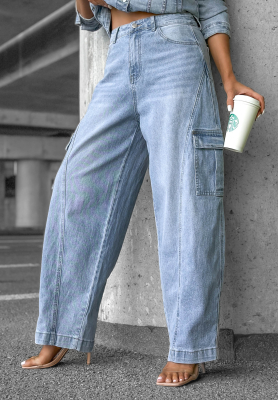 Spodnie jeansowe balloon Until Sunset niebieskie