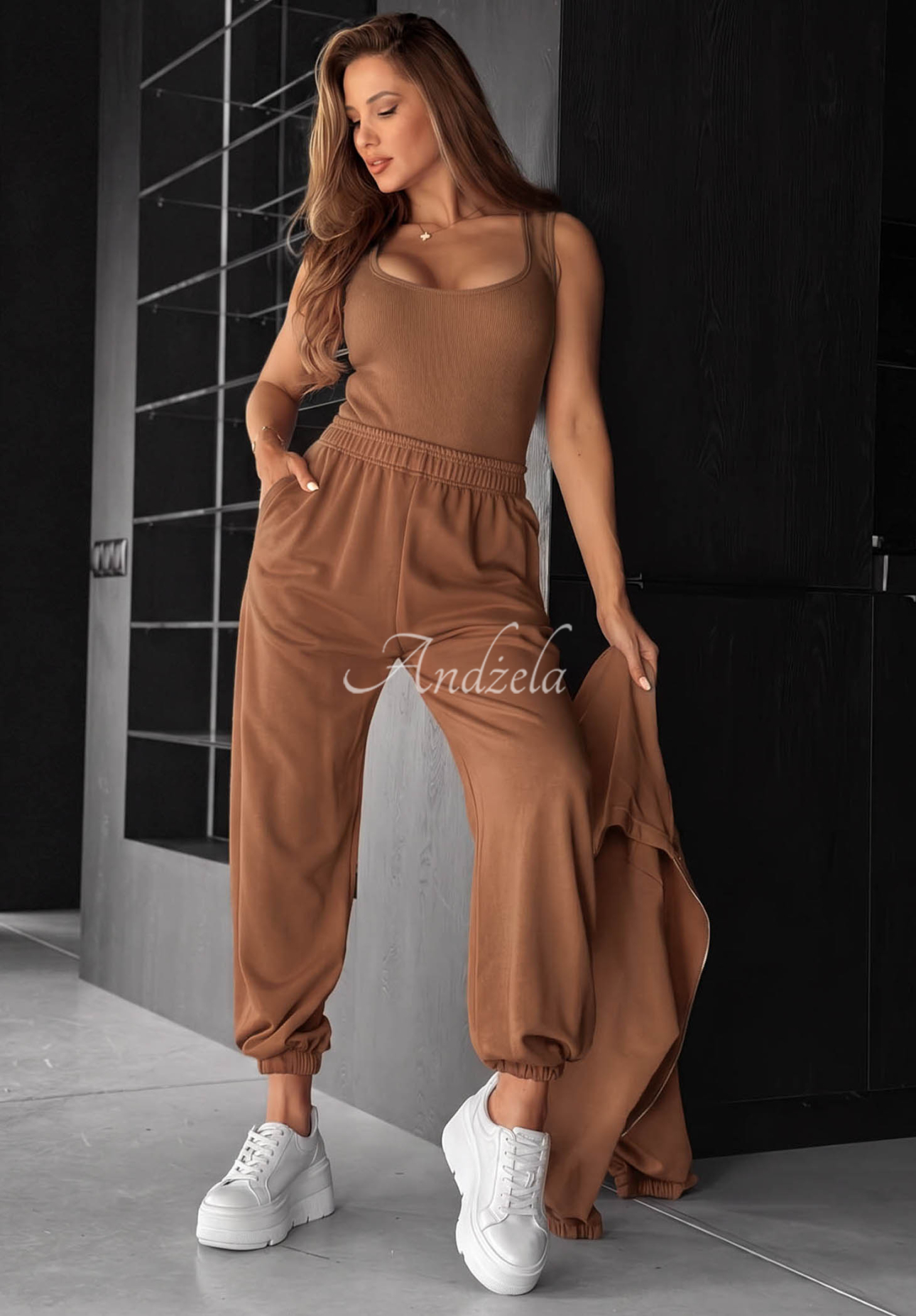 All For Love 3-in-1 Cotton Set (Sweatshirt, Pants, and Bodysuit) in Chocolate Brown