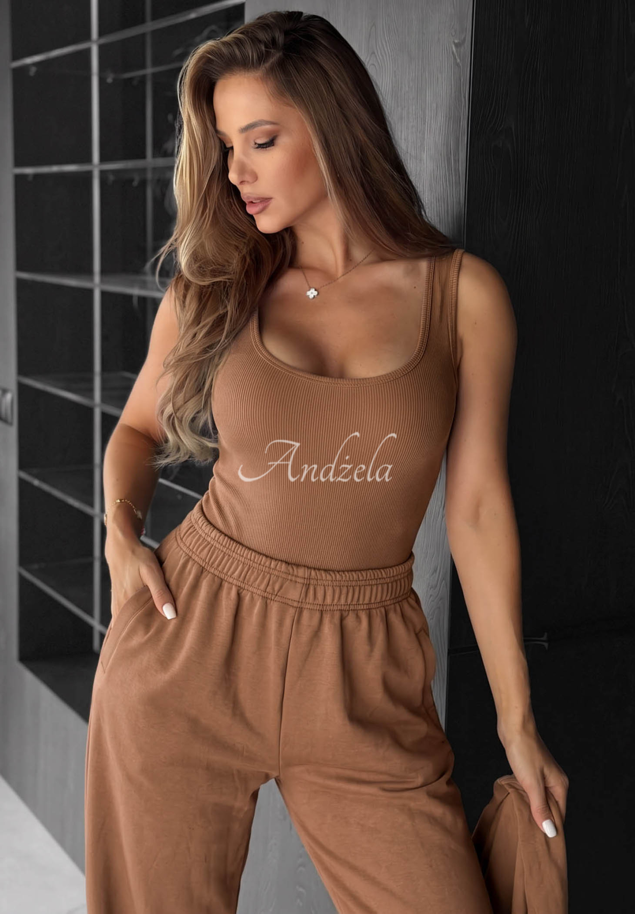 All For Love 3-in-1 Cotton Set (Sweatshirt, Pants, and Bodysuit) in Chocolate Brown
