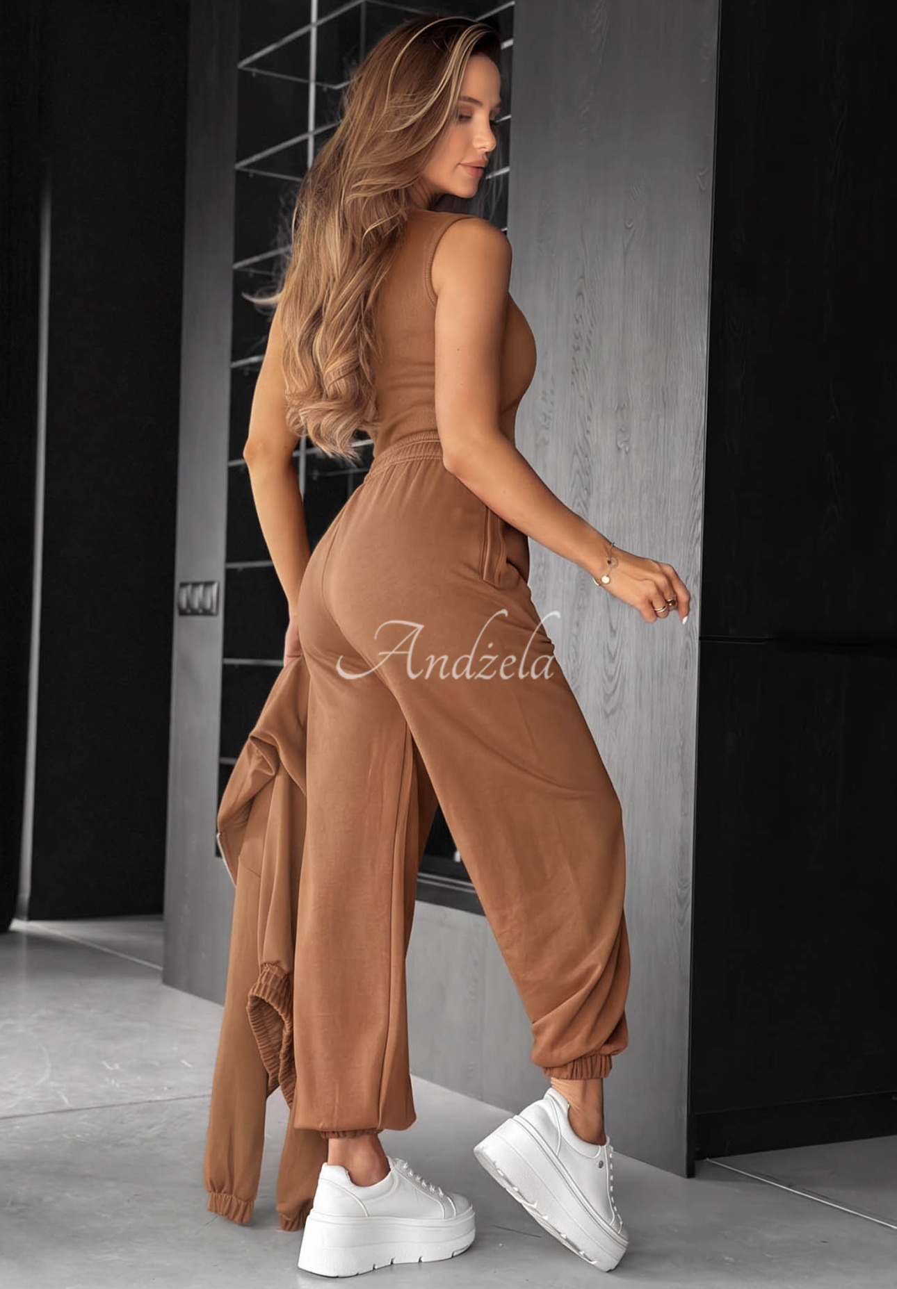 Bawełniany komplet bluza, spodnie i body 3in1 All For Love czekoladowy