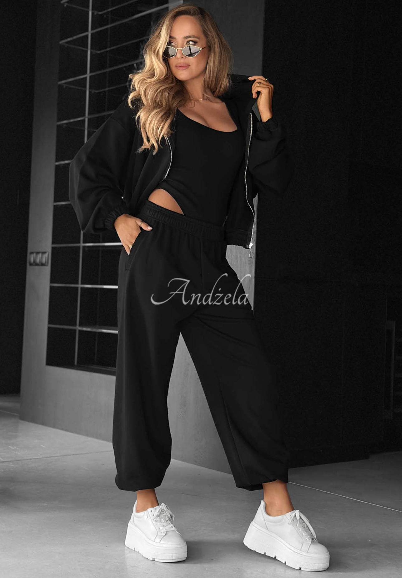 Bawełniany komplet bluza, spodnie i body 3in1 All For Love czarny