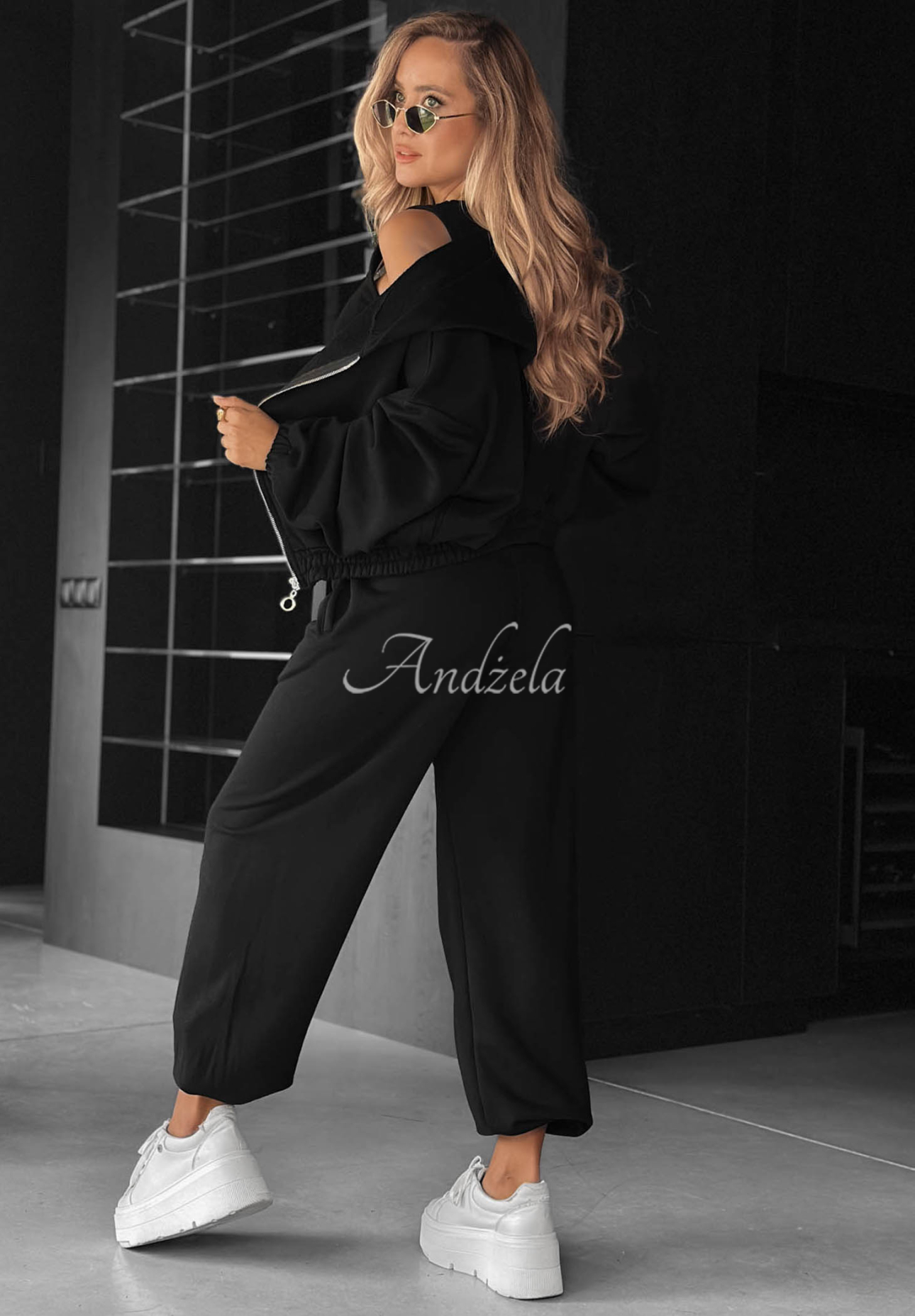 Bawełniany komplet bluza, spodnie i body 3in1 All For Love czarny