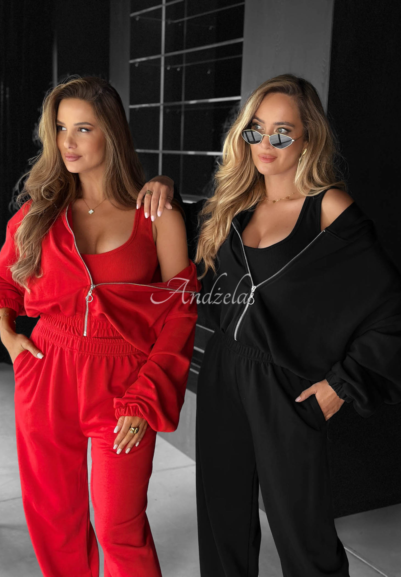 Bawełniany komplet bluza, spodnie i body 3in1 All For Love czerwony