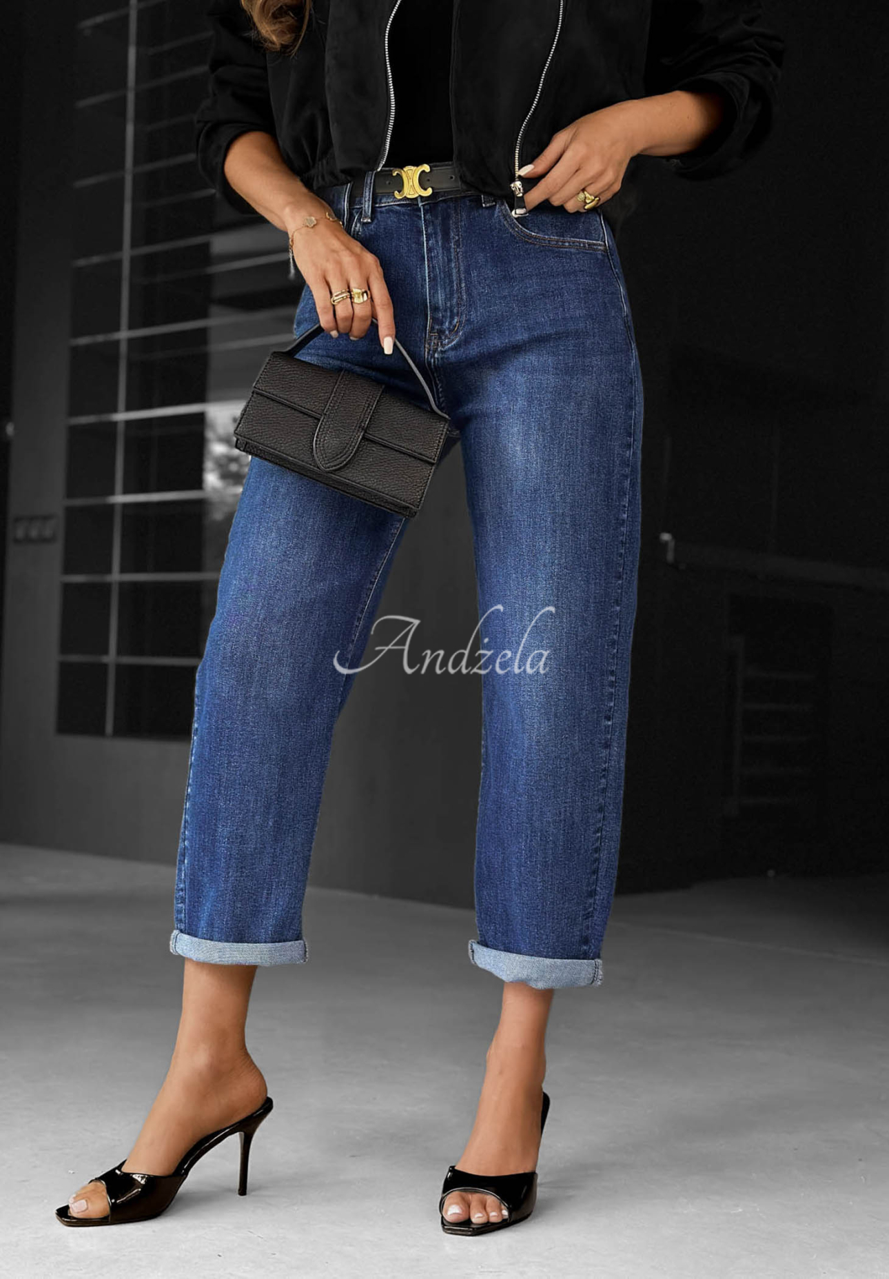 Spodnie jeansowe mom fit Just My Type granatowe