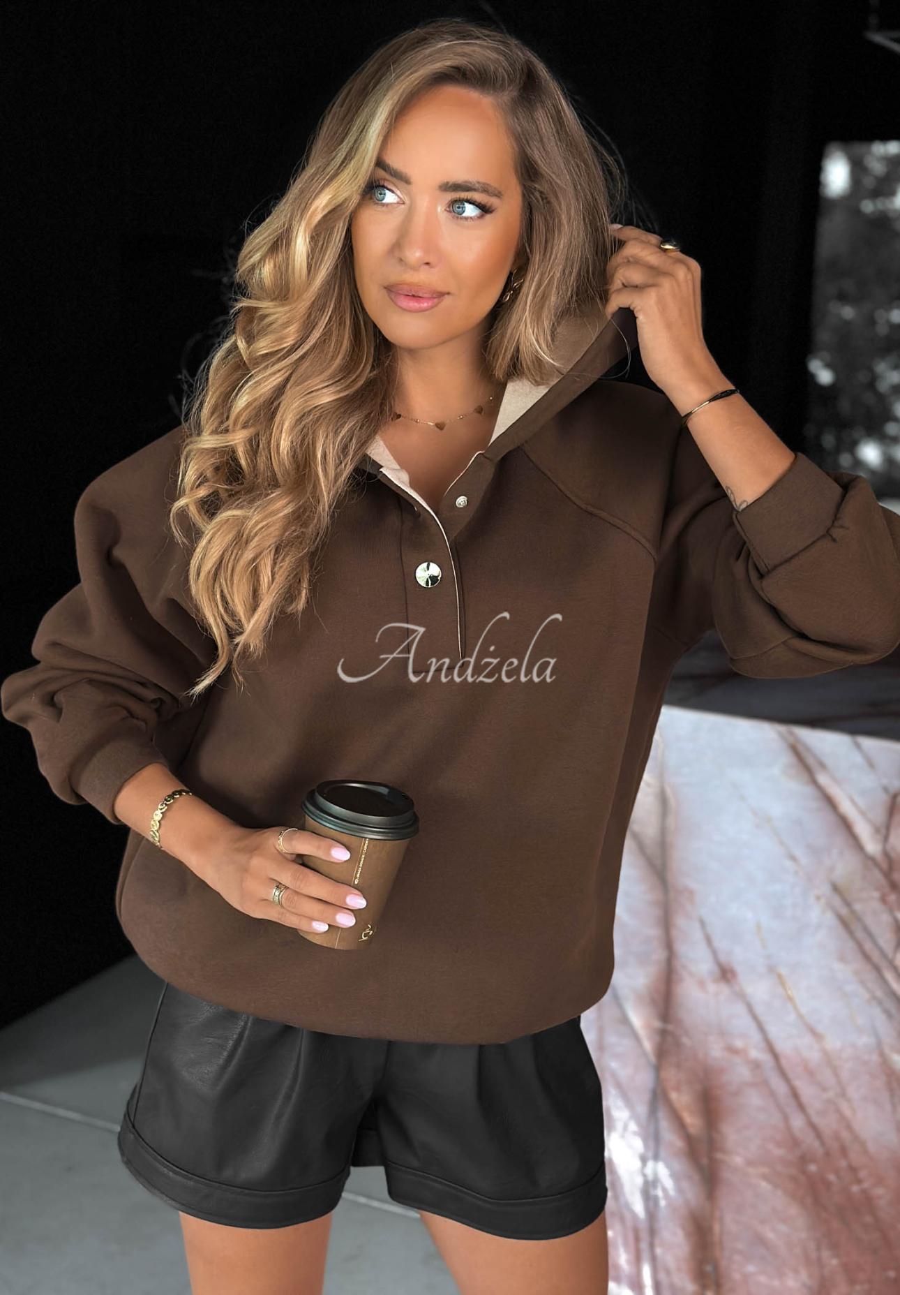New Energy Chocolate-Brown Cotton Hoodie