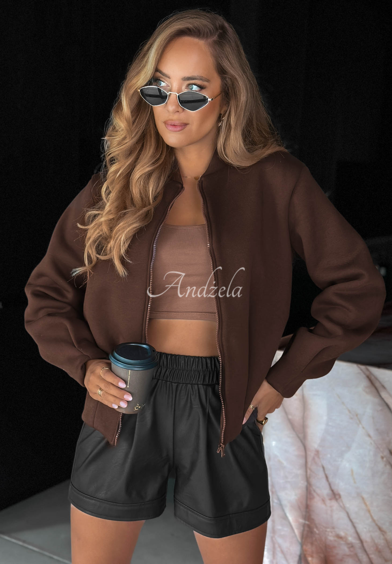 Bawełniana bluza z przeszyciami Soft Chapter czekoladowa
