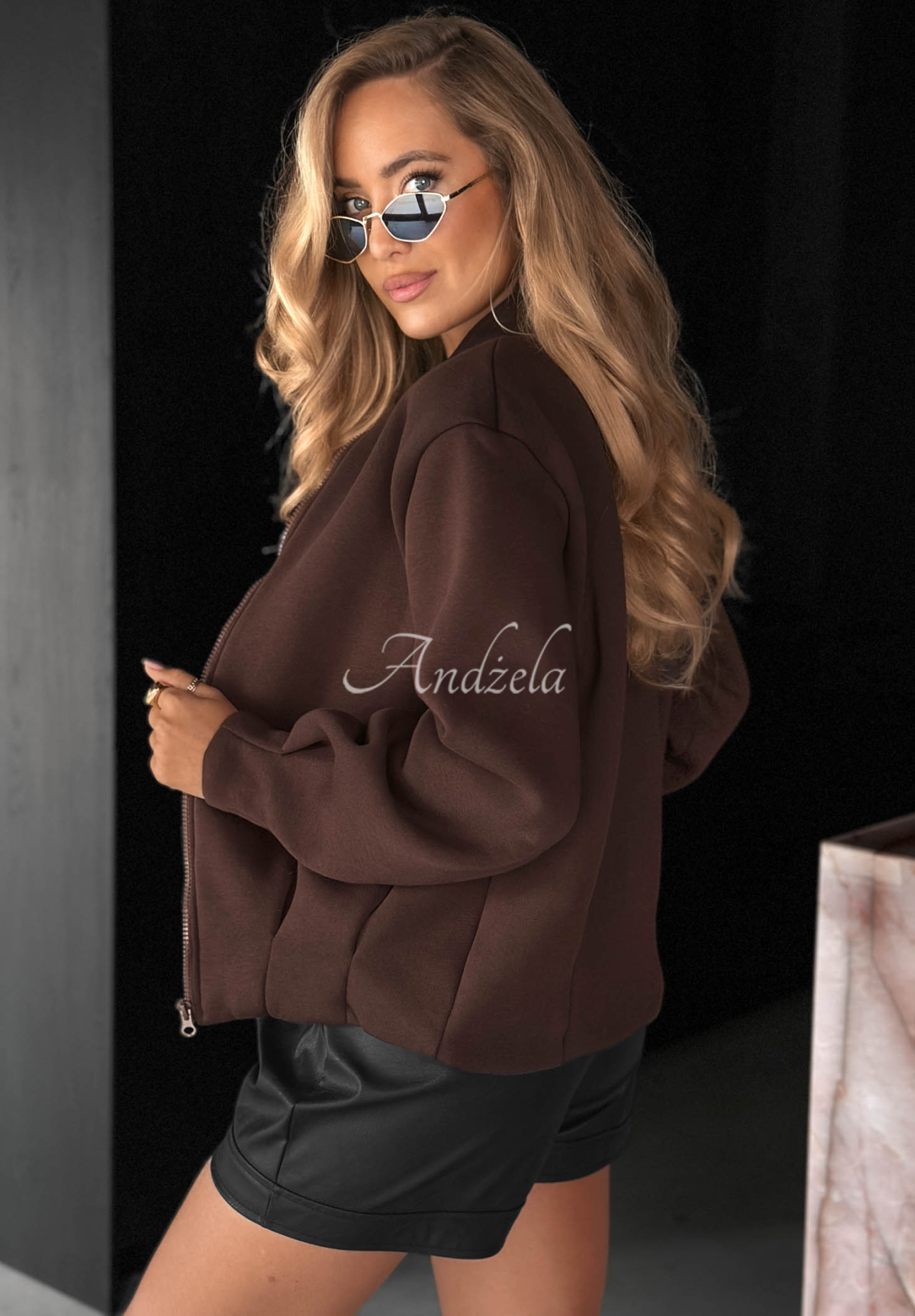 Soft Chapter Chocolate-Colored Cotton Sweatshirt with Stitching