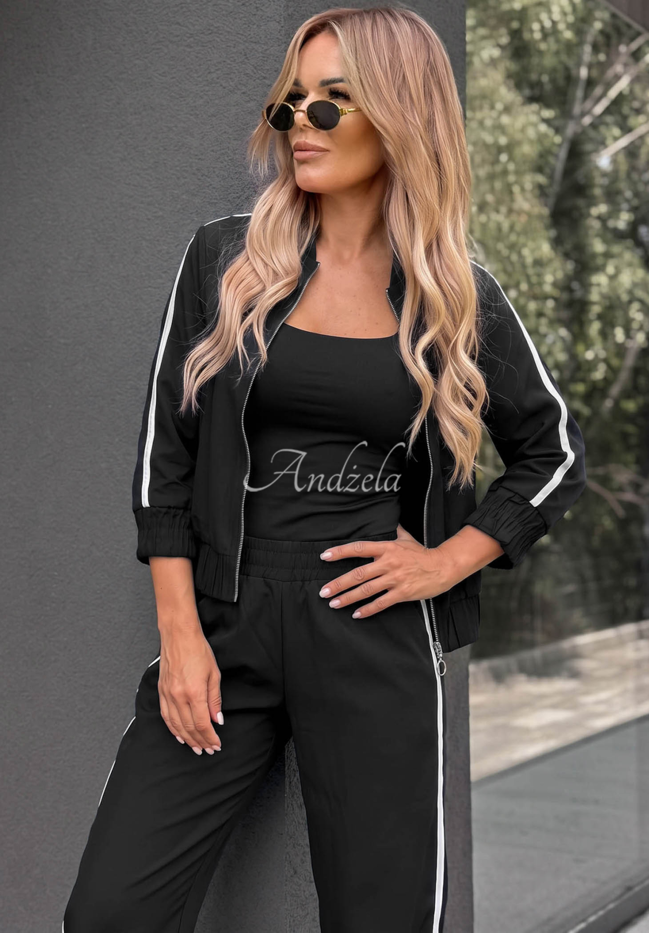 Unbelievable Black Cotton Jacket and Pants Set with Stripes