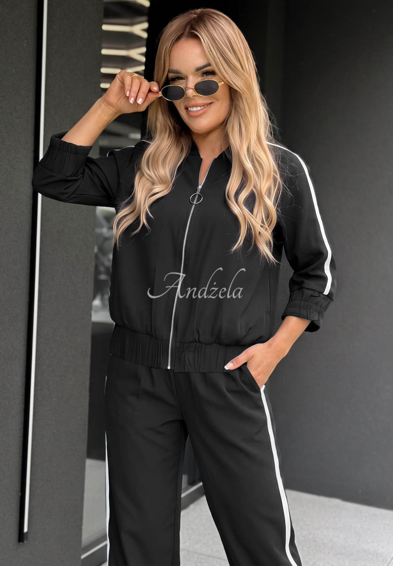 Unbelievable Black Cotton Jacket and Pants Set with Stripes